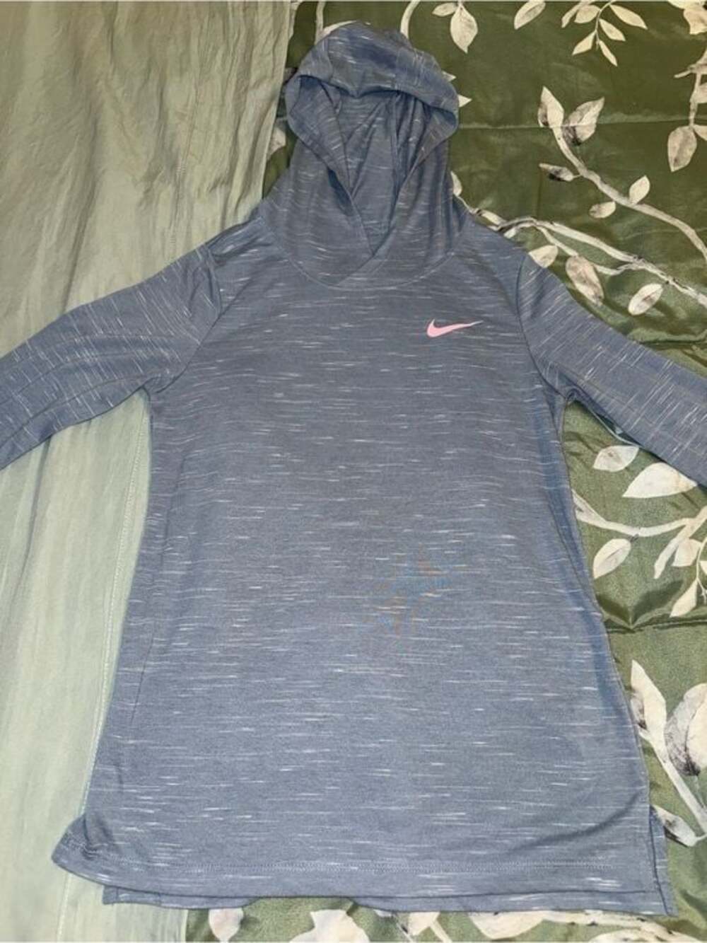 Nike Dri-Fit Heather Blue Hooded Active Tunic with Pink Swoosh